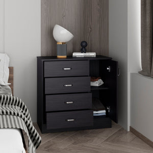 English Elm Katie Four Drawer One Door Dresser in Dark Kronos Wengue — Space-Saving Modern Organizer with Smooth-Glide Storage B070P337104