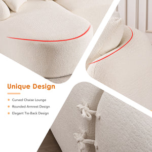 English Elm Boneless L-Shape Sectional Sofa with Curved Chaise Modern Modular Chenille Couch 30D Foam Comfort Lounge Elegance for Living Room Apartments White W2231S00008