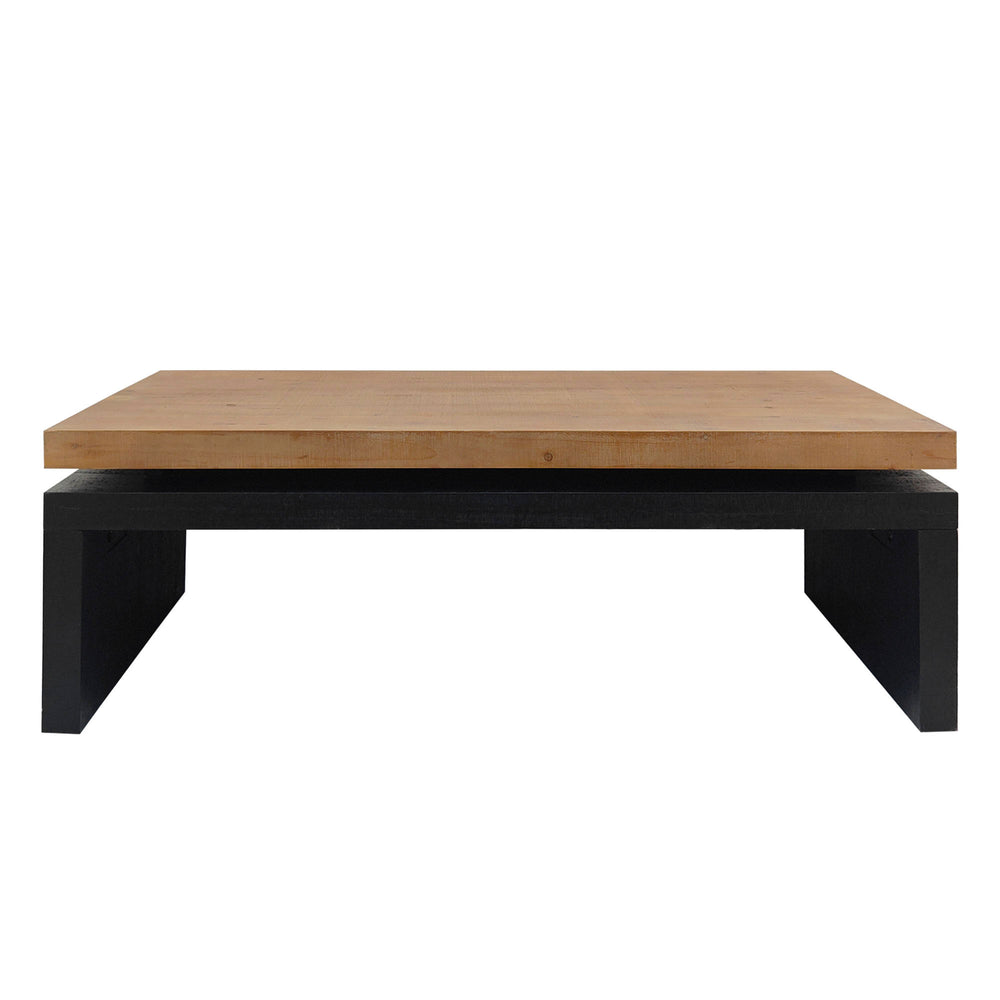 English Elm Modern Industrial Coffee Table with Two-Tone Floating Top, Durable Wood Metal Frame, Stylish Centerpiece W2729P198992