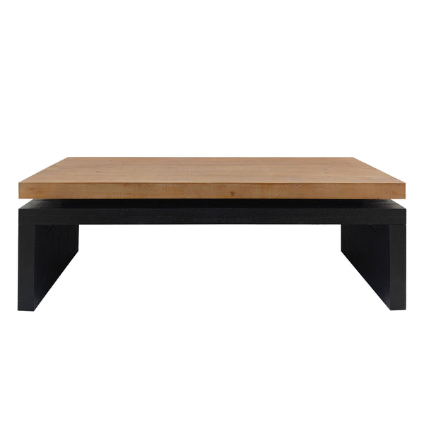 English Elm Modern Industrial Coffee Table with Two-Tone Floating Top, Durable Wood Metal Frame, Stylish Centerpiece W2729P198992