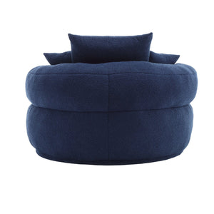 English Elm COOLMORE Chenille Sponge circular sleeper chair with removable washable cover, plush pillows & space-saving design Navy W1539P312252