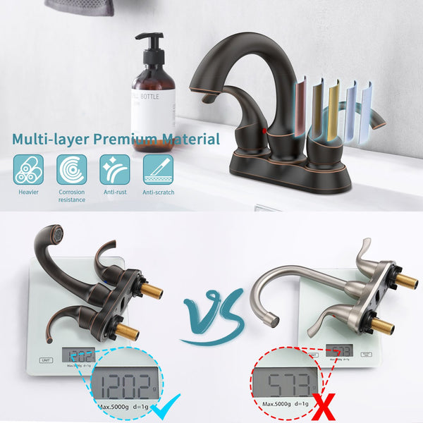 English Elm Bathroom Faucet 2-Handle Swan Style In Oil Rubbed Bronze - Efficient Aerator, Pop-Up Drain & Hoses T3177P277485
