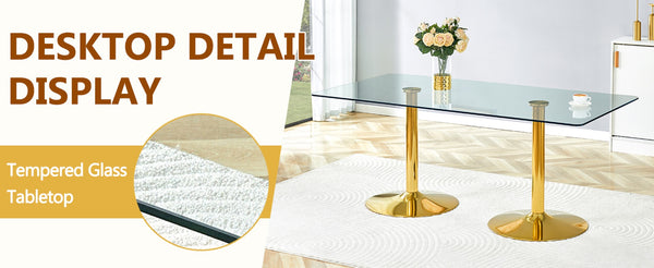 English Elm Scalable Extendable Dining Set with Wood Grain Table and Gray Linen Chairs 8 Piece Black,Gold,Transparent W1151S04560