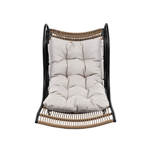 English Elm Christopher Knight Home® - 3 Piece Wicker Patio Set with Cloud-Like Cushions, Acacia Top Table, Rust-Resistant Steel Frame Beige,Black+Natural N780P209442N