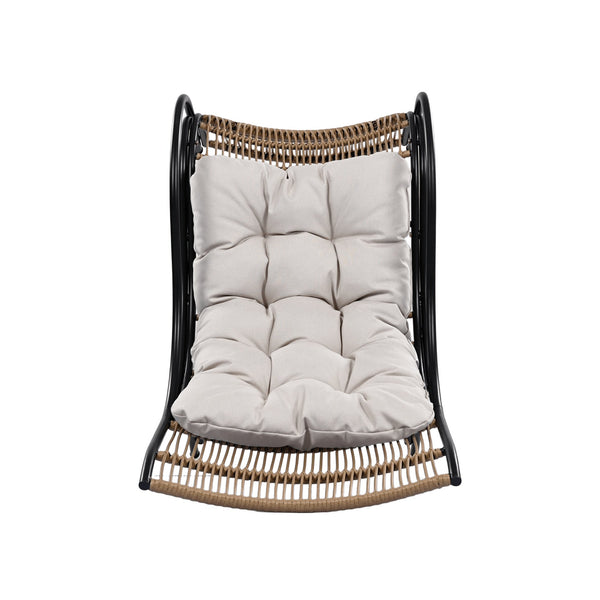 English Elm Christopher Knight Home® - 3 Piece Wicker Patio Set with Cloud-Like Cushions, Acacia Top Table, Rust-Resistant Steel Frame Beige,Black+Natural N780P209442N