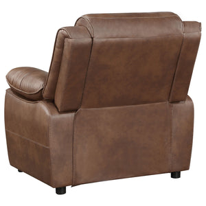 English Elm Worthington Dark Brown Padded Armchair with Pillowtop Arms and Foam Cushions for Cozy Relaxation and Style B062P354059