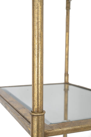 English Elm Antique Mirrored Six-Tier Shelving Unit with Iron Frame, Sleek Sparkle Display Shelf 73x24x7" W2078P370621