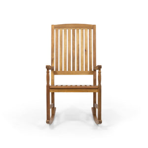 English Elm Acacia Hardwood Outdoor Rocking Chair Slatted Back Porch Rocker for Deck or Yard N778P438694T