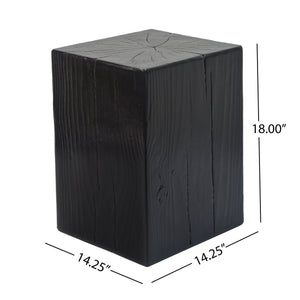 English Elm Christopher Knight Home® - Wood-Look Square-Column End Table, 18" H - Rustic Distressed Finish, Indoor/Outdoor Versatility, Black N770P291199B