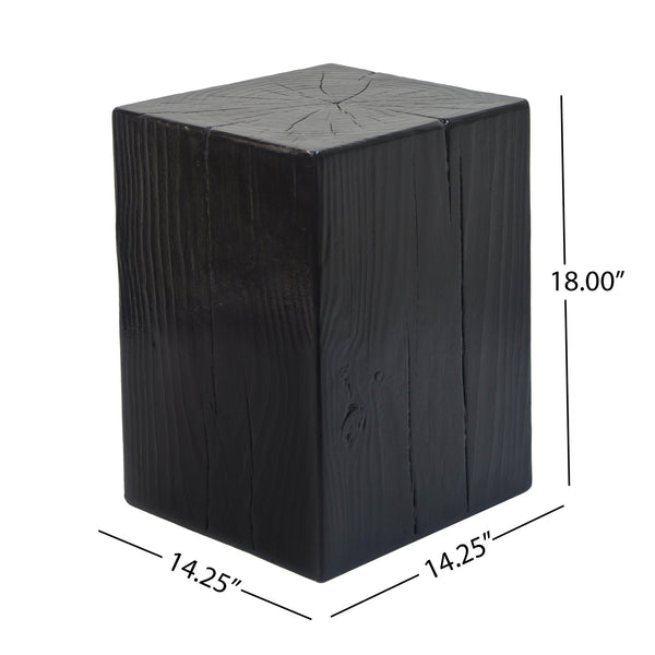 English Elm Christopher Knight Home® - Wood-Look Square-Column End Table, 18" H - Rustic Distressed Finish, Indoor/Outdoor Versatility, Black N770P291199B
