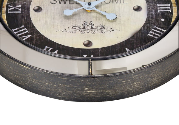 English Elm Clocks, Vintage Glamour 18" Round Wall Clock In Brown Mirror Frame With Silent Quartz Movement B2710P287099