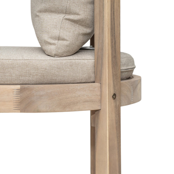 English Elm Christopher Knight Home® - Abaco Acacia Outdoor Barstool Set of 2 with Removable Gray Cushions, Rustic Curved Back Support Beige,Light White N775P294071G