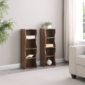 English Elm 8-layer ultra-thin 8-tier tall bookshelf with wavy edge design, space-saving display shelf for home office Walnut W487P339356