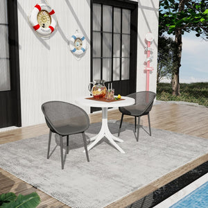 English Elm Summer Outdoor Bistro Set Uv Resistant Polypropylene Slatted Chairs and Round Patio Table Warm Grey,White W3450S00018