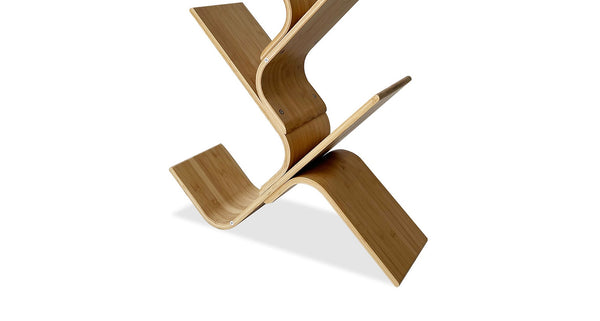 English Elm Modern Bamboo Diagonal Shelf Unit for Living Room — Contemporary Vertical Display, Space-Saving Organizer Natural 26 L x 11 W x 10 H B2741P342786