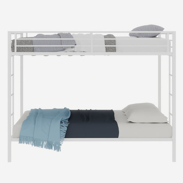 English Elm Multi Square Tube Iron Bunk Bed Full over Full, Sturdy White Metal Frame, Space-Saving Dual Sleep Solution W1935P360912