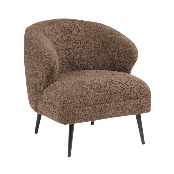 English Elm Luxury Boucle Accent Chair with High-Density Foam, Curved Mid-Century Design, Plush Seat Comfort Brown 26.5 L x 29.5 W x 22 H B011P283278