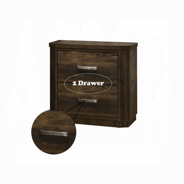 English Elm Transitional Rustic Two-Drawer Nightstand with Ample Storage, Solid Wooden Build and Easy Assembly Walnut 19 L x 27 W x 28 H B2741P323088