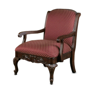 English Elm Santiago Magenta Arm Chair – Ornate Hand-Carved Solid Birch Frame with Deep Red Jacquard Diamond Upholstery B050P229951