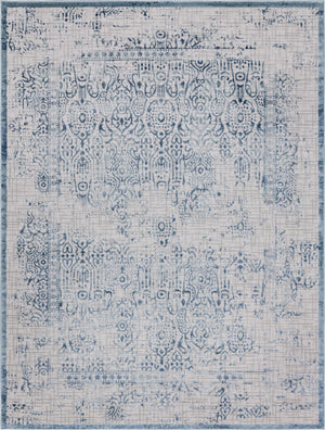 Unique Loom Aberdeen Stanhope Machine Made Border Rug Blue, Gray/Ivory 9' 0" x 12' 2"