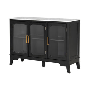 English Elm Christopher Knight Home® - Storage Cabinet - Stylish 3-Door Organizer For Entryway & Dining Room | Black & White Finish, Large Space N780P330602B