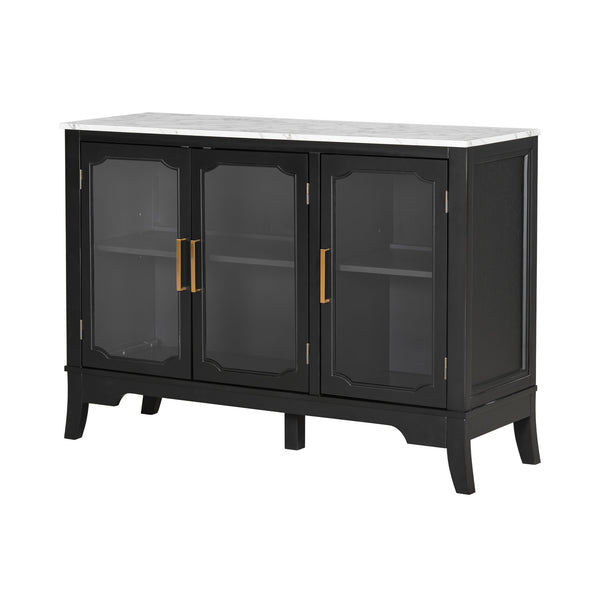 English Elm Christopher Knight Home® - Storage Cabinet - Stylish 3-Door Organizer For Entryway & Dining Room | Black & White Finish, Large Space N780P330602B