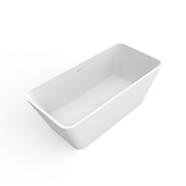 English Elm 67 Inch Stone Resin Freestanding Soaking Tub Matte White Spa Bath for Bathroom W1613P358116
