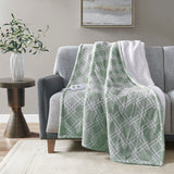 Serta Printed Plush Casual Heated Throw ST54-0146 Seafoam