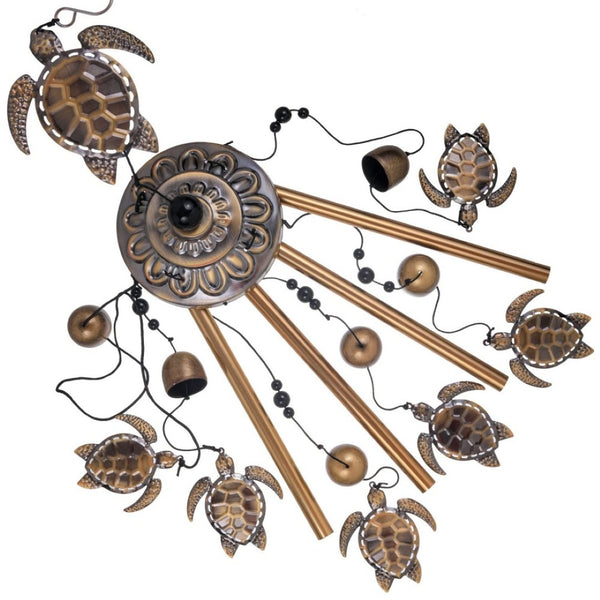 English Elm Outdoor Sea Turtle Bronze Metal Wind Chimes Rust Resistant Patio Garden Decor W2181P483680