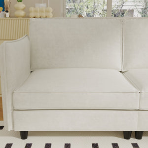 English Elm 107.8'' L-Shaped 3-Seater Sofa With Movable Ottoman & Arm Pockets – Stylish Comfort For Any Space W680S00035