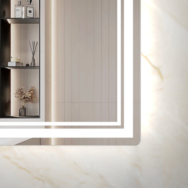 English Elm 60x40 LED Bathroom Mirror with Aluminum Frame, IP44 Waterproof, 3-Mode Touch Dimmer, Plug or Hardwire W708P235376