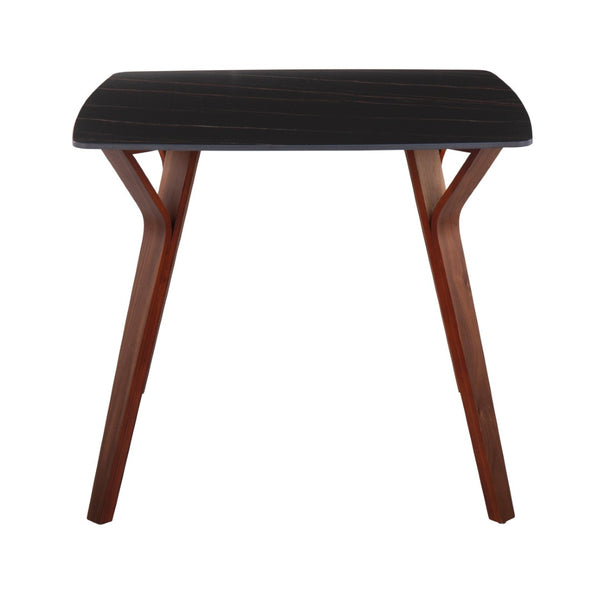 English Elm Dinette Square Marble Top Table with Walnut Bentwood Legs Seats Four Apartments B202P471542