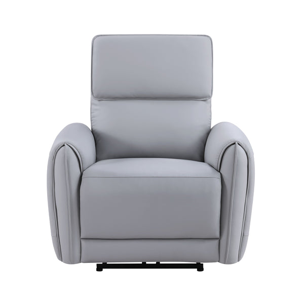 English Elm Jeromie Gray Faux Leather Power Recliner with USB/Type-C, Pocket Coil Seats & Solid Wood Frame B2726P375961