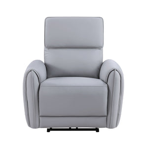English Elm Jeromie Gray 3-Piece Faux Leather Power Motion Living Room Set with USB/Type-C Ports, Pocket Coil Comfort B2726S00526
