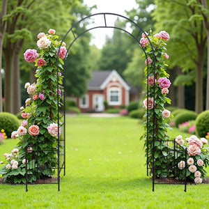 English Elm Garden Arch Arbor Trellis For Climbing Plants - Elegant Metal Wedding Arch For Outdoor Events & Patios W840P321537
