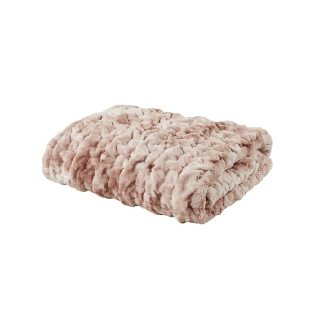 English Elm Ruched Faux Fur Throw - Luxurious, Soft, And Stylish Blanket For Cozy Living Room & Bedroom Decor B035P243959-GIGA