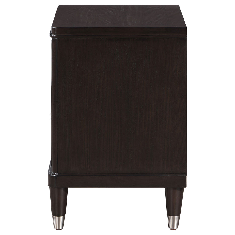 English Elm Niguel Brown 2-Drawer Nightstand with Felt-Lined Top Drawer, Modern Metallic Accents, Spacious Wood Storage, 27"H x 26"W Elegance B062P299914
