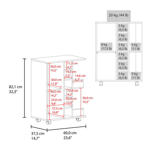English Elm Bar Cart Navy Blue with Natural Oak Accents, Locking Casters, Six Wine Cubbies, Enclosed Cabinet, Spacious Shelving - Stylish Mobile Bar for Home Entertaining B200P378367