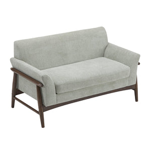 English Elm Christopher Knight Home® - Boucle Mid-Century Flared Arms Loveseat with Elm Legs — Plush Bouclé Upholstery, Cozy Modern Accent (57.5") Light Green,Walnut N771P294675L