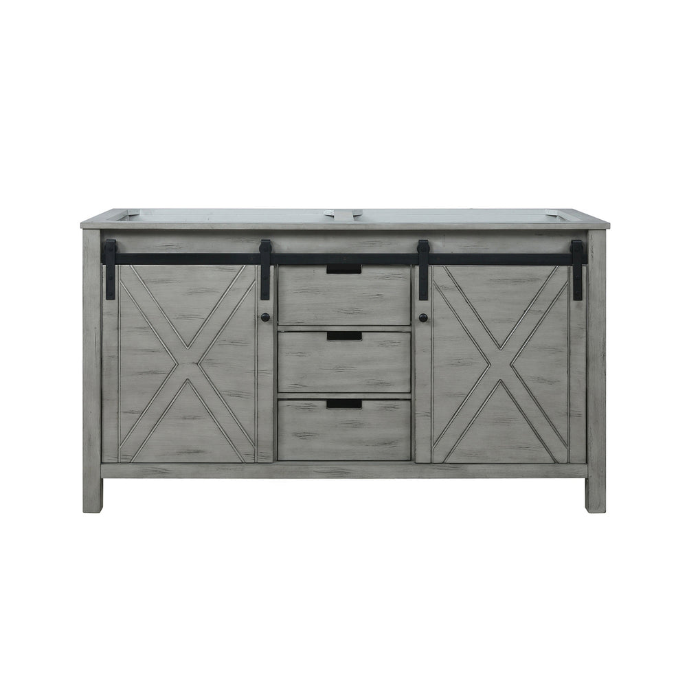 English Elm Ash Grey Double Bath Vanity - 60-Inch Wide, Stylish Storage & Soft-Close Hardware For Modern Bathrooms B2731P260996