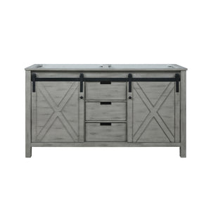 English Elm Ash Grey Double Bath Vanity - 60-Inch Wide, Stylish Storage & Soft-Close Hardware For Modern Bathrooms B2731P260996