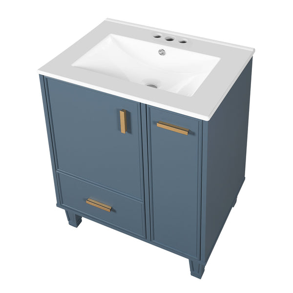 English Elm Christopher Knight Home® - 24" Bathroom Vanity with Ceramic Sink, Solid Wood Frame, Soft-Close Drawers & Ample Storage Appeal Grey N759P269734E