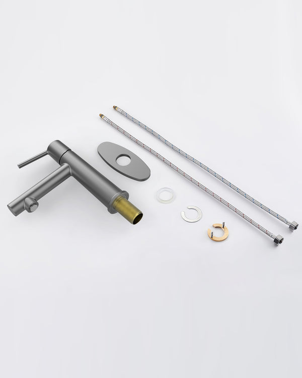 English Elm Gun Gray Single Handle Bathroom Faucet - Modern Design With Dual Flow Modes For Versatile Use T3177P289658