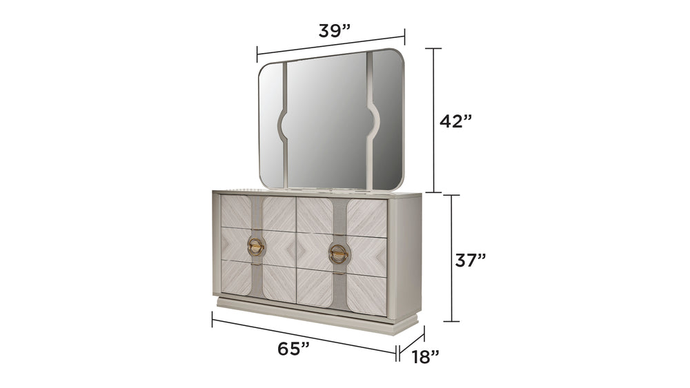 English Elm Eternity Traditional 6-Drawer Dresser In Beige With Gold Accents - Elegant Storage & Style Boost B009P291905