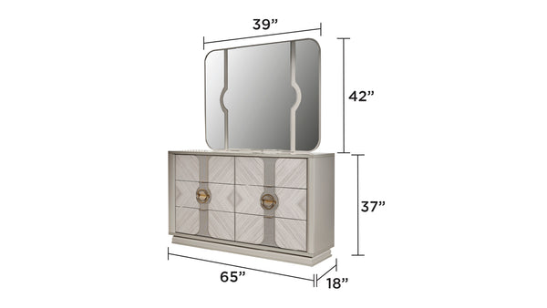 English Elm Eternity Traditional 6-Drawer Dresser In Beige With Gold Accents - Elegant Storage & Style Boost B009P291905