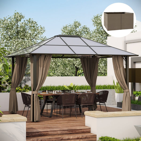 English Elm Outsunny 10' X 12' Gazebo Sidewall Set - Durable Panels, Hooks & C-Rings For Shade & Privacy W2225P174265-GIGA