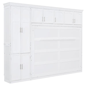 English Elm Queen Murphy Wall Bed with Integrated Wardrobe and Drawers for Studio Spaces LP000876AAK