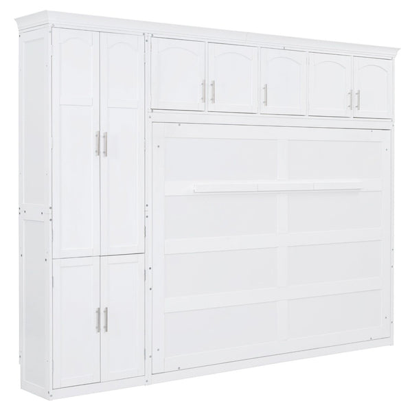 English Elm Queen Murphy Wall Bed with Integrated Wardrobe and Drawers for Studio Spaces LP000876AAK
