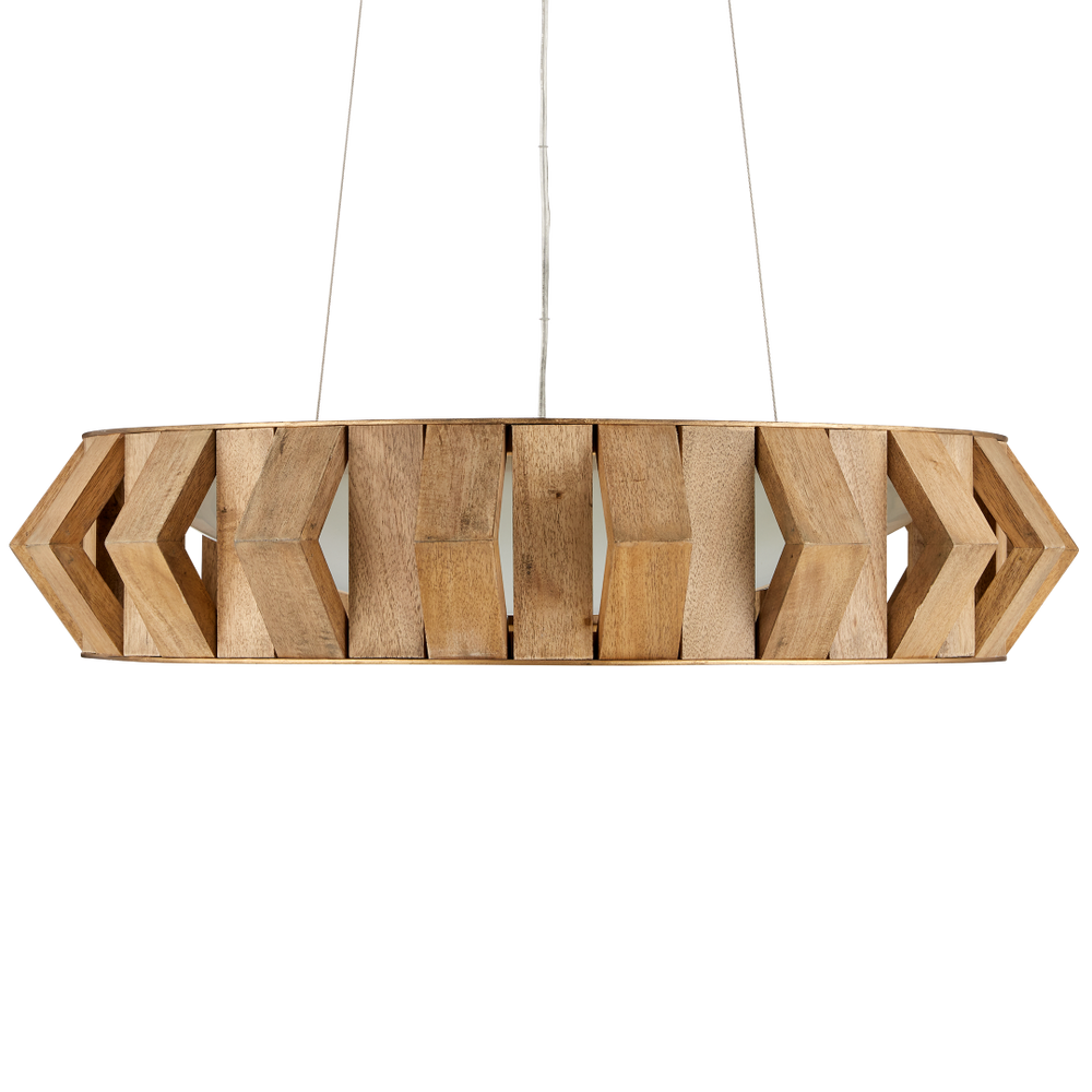 Plunge Chandelier: Stunning Mid-Century Modern Wood Pendant Light with Adjustable Height & LED Glow