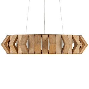 Plunge Chandelier: Stunning Mid-Century Modern Wood Pendant Light with Adjustable Height & LED Glow